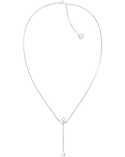 Tommy Hilfiger 2780671 Jewelry Stainless Steel With Crystal Pendant Necklaces Color: Silver - White