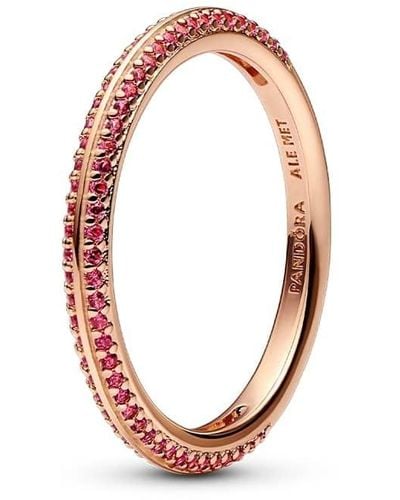 PANDORA ME Pavé Ring Größe 54 aus rosévergoldeter Metalllegierung mit syntetischen Rubinen - Pink