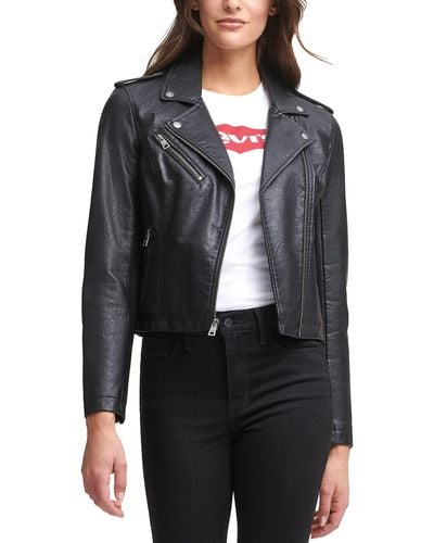 Levi's Faux Leather Classic Motorcycle Jacket - Black