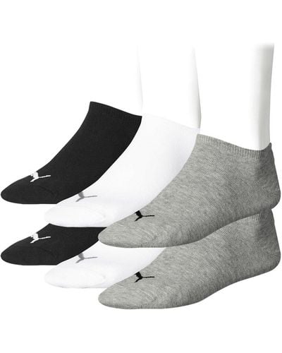 PUMA 6 pair Sneaker Invisible Socks Unisex Mens & Ladies In 3 Colours - noir/blanc/gris (( 2x3er Lot ), 39/42 - Métallisé