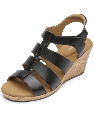 Rockport Briah New Gladiator Wedge Sandal - Black