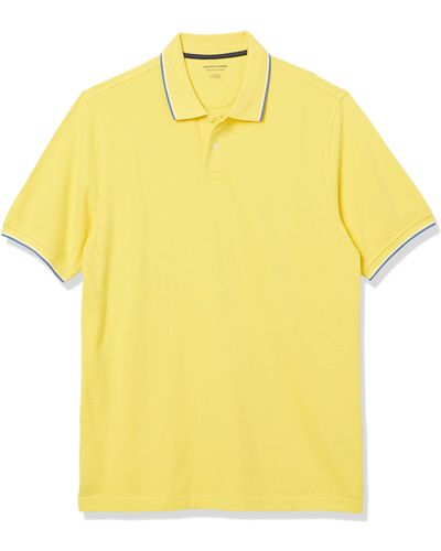 Amazon Essentials Regular-fit Katoenen Pique Poloshirt Geel/blauw En Wit Getipt