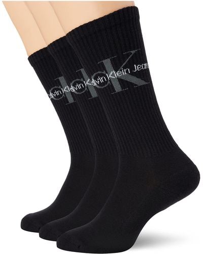 Calvin Klein Rib Sock 3 Pack Ecom Calcetines Redondos - Negro