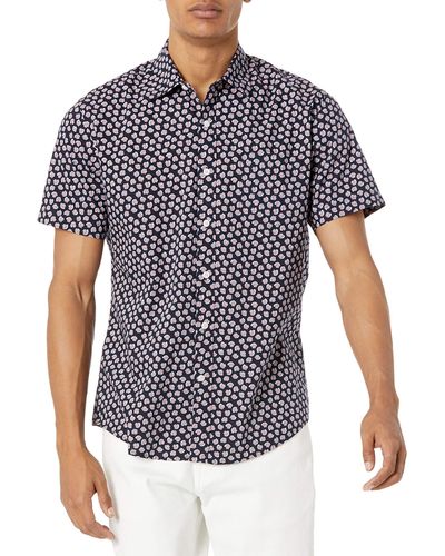 Amazon Essentials Camicia a iche Corte con Stampa Athletic-Shirts - Blu