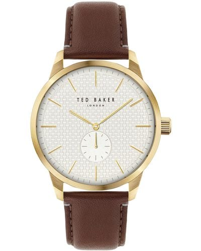 Ted Baker Gents Brown Eco-leather Strap Watch - Gray