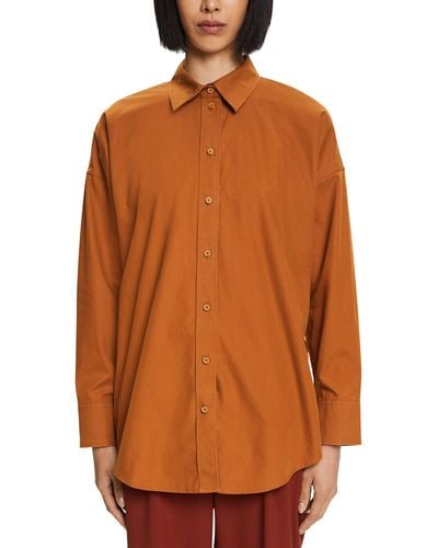 Esprit Overhemd Van Katoen-popeline - Oranje