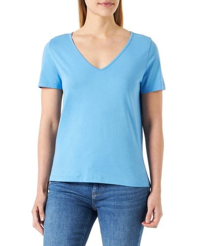 Vero Moda Vmpaula S/s V-neck T-shirt Noos - Blue