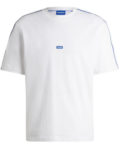HUGO Neloy T-Shirt aus Baumwoll-Jersey mit Tape-Besatz Weiß L