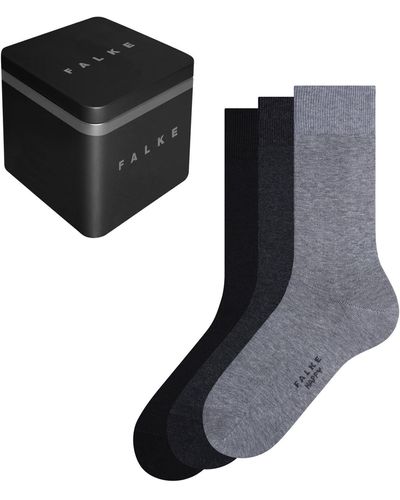 FALKE Socken Happy Box Uni 3-Pack M SO Baumwolle einfarbig 3 Paar - Schwarz