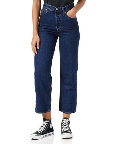 Levi's Ribcage Straight Ankle Jeans Voor - Blauw