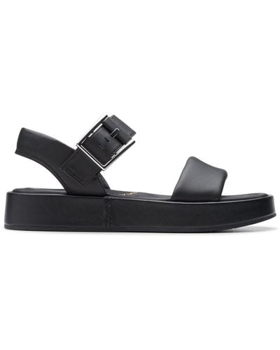 Clarks Alda Strap Leather Sandals In Black Wide Fit Size 4.5 - Blue