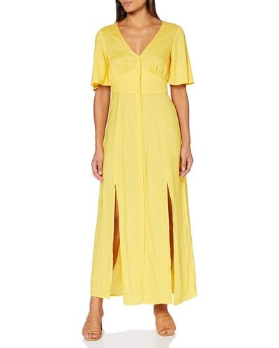 Miss Selfridge Yellow Sophie Spot Print Button Through Maxi Dress Lässiges Kleid - Gelb