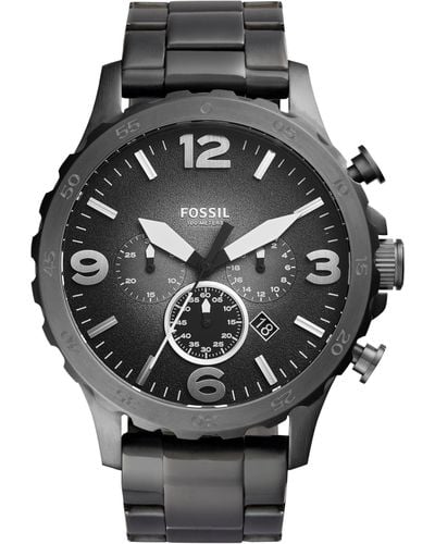 Fossil Nate Quartz Stainless Steel Chronograph Watch - Metallic