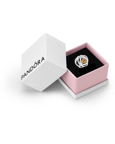 PANDORA Bracelet Charm Moments Bracelets - Gift For Her - Sterling Silver With Honey-coloured Crystal - With Gift - Multicolour