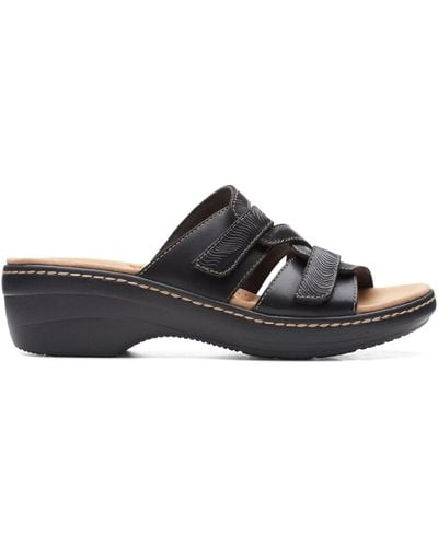Clarks Merliah Karli Leather Sandals In Black Standard Fit Size 8.5