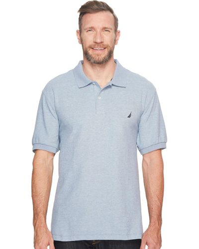 Nautica Classic Fit Short Sleeve Solid Soft Cotton Polo Shirt, Deep Anchor Heather, 3xlt Tall - Blue
