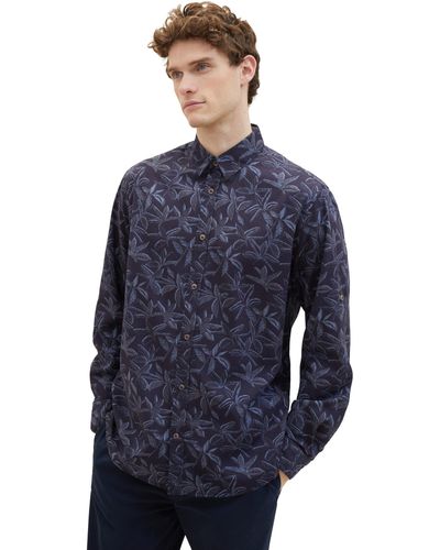 Tom Tailor Sommer-Hemd mit fixierbaren Ärmeln - Blau