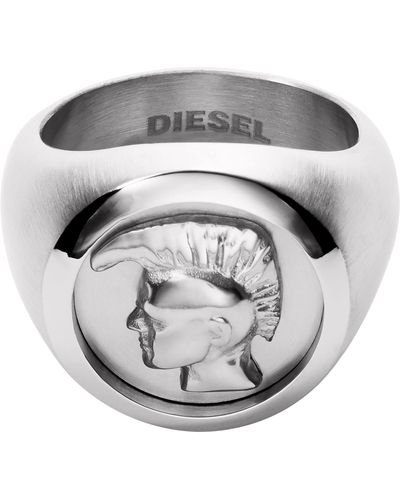 DIESEL DX1211040515 anello da uomo in acciaio inossidabile argento 21,0 mm misura 66 - Metallizzato