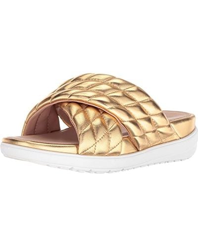 Fitflop S Loosh Luxe¿ Cross Slide Leather Sandals - Metallic