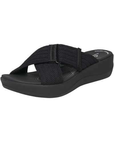 Clarks Arla Wave Textile Sandals In Black Standard Fit Size 3