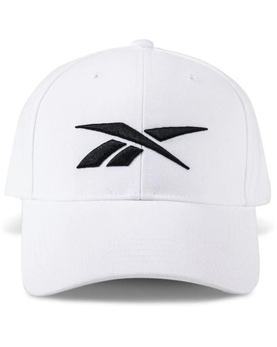 Reebok 's [ree] Cycled Vector Baseball Cap-medium Curved Brim With Breathable Design And Adjustable Snapback Closure - White