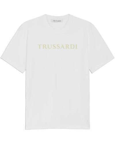 Trussardi T-Shirt ica Corta Lettering Print Cotton Jersey 30/1 52T00724-1T005381 XXL Bianco