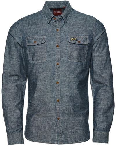 Superdry Vintage Chambray TRAILSMAN M4010610A Raw S Hombre - Azul