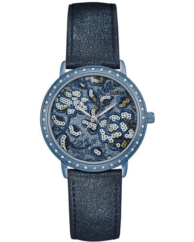 Guess Analog Quarz Smart Watch Armbanduhr mit Silikon Armband W0564L1 - Blau