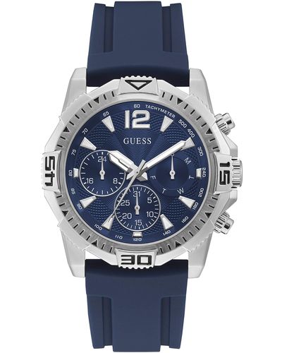 Guess Gw0211g1 Silver Stainless Steel Quartz Casual - Blue
