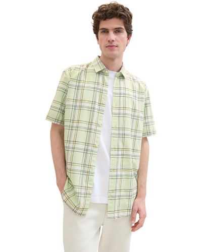 Tom Tailor Basic kurzarm-Hemd mit Karomuster - Grün