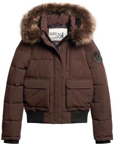 Superdry Everest Bomber Puffer Jacket 2xs - Brown
