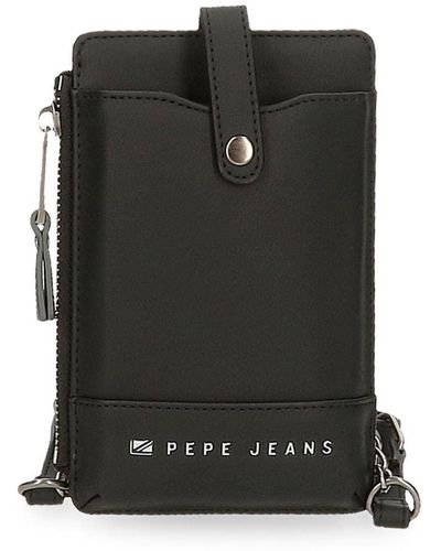 Pepe Jeans Piere Bandolera Portamóvil Negro 9,5x16,5 cms Piel sintética