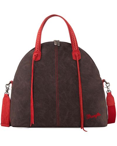 Wrangler Large Satchel Bag Western Oversized Tote Bag Top Handle Carry On Bag And Bohe Purse With Double Zipper Wg93g-2006cf - Red