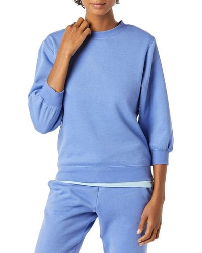 Amazon Essentials Sweatshirt Aus Frottee Mit Ärmeldetails Und Rundhalsausschnitt - Blau