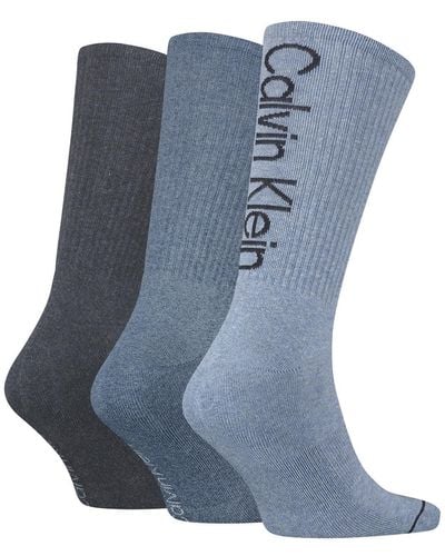 Calvin Klein Athleisure Crew Socks 3 Pack Calcetines Redondos - Azul