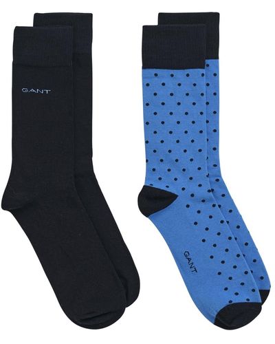 GANT Socken Doppelpack Solid and Dot Socks - Blau