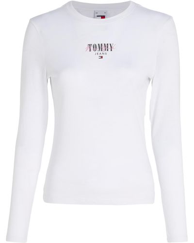 Tommy Hilfiger TJW Slim Essential Logo 1 Tee LS DW0DW17840 Magliette a iche Lunghe - Bianco