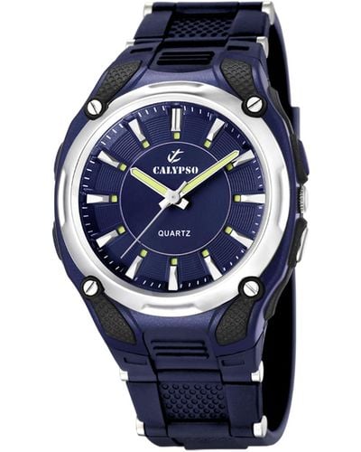 Calypso St. Barth Quartz Watch With Blue Dial Analogue Display And Blue Plastic Strap K5560/3