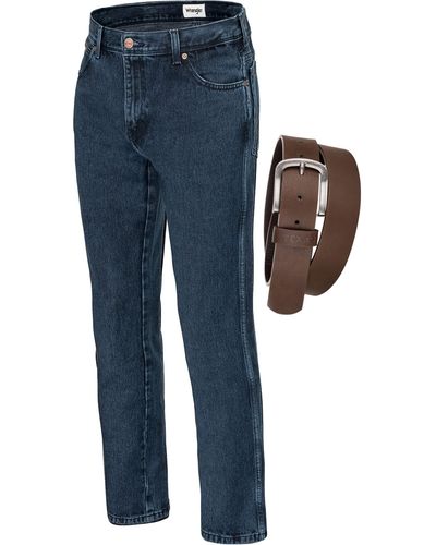 Wrangler Texas jeans Jeans 100% Baumwolle mit Gürtel in verschiedenen Waschungen/Farben - Blau