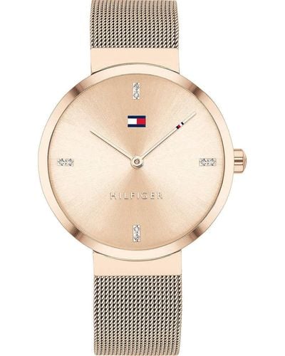 Tommy Hilfiger Reloj Analógico de Cuarzo para mujer con correa de malla de acero inoxidable color oro rosado - 1782218 - Metálico