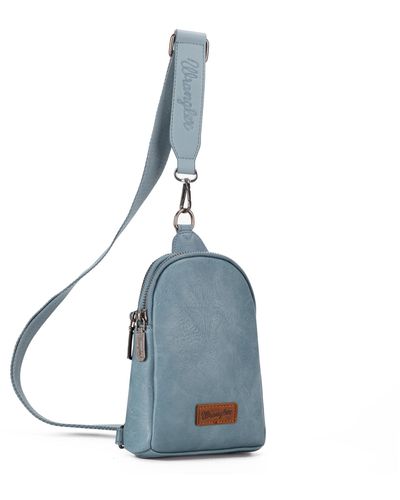 Wrangler Crossbody Sling Bags For Cross Body Fanny Pack Purse With Detachable Strap - Blue