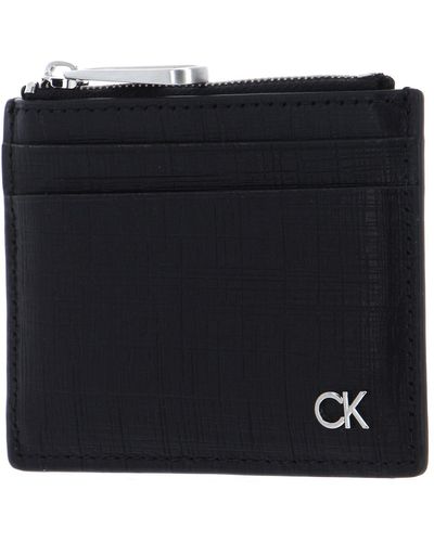 Calvin Klein Ck Must Check Cardholder With Zip Ck Black Check - Zwart