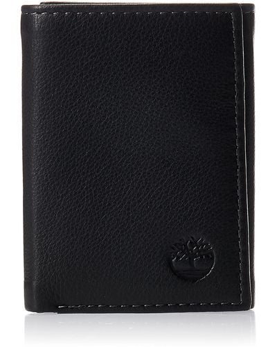 Timberland Leather Trifold Wallet with ID Window dreiteilige Geldbörse - Schwarz