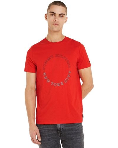 Tommy Hilfiger Monotype Roundle Tee S/s T-shirts - Rood