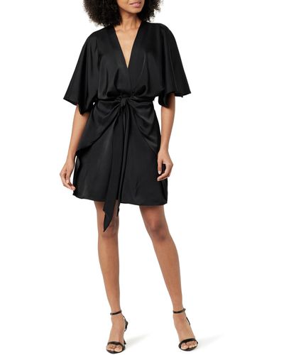 The Drop Estelle Deep V-neck Front Tie Mini Dress - Black