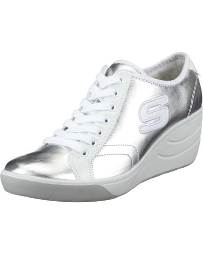 Skechers 37385 Blk Bleecker Street - NYC, Sneaker da Donna, Silver SIL, 41 EU - Metallizzato