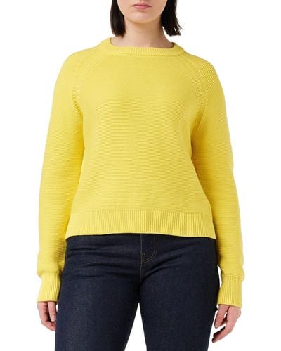 French Connection Lily Mozart Long Sleeve Crew Neck Jumper Pullover Jumper - Yellow