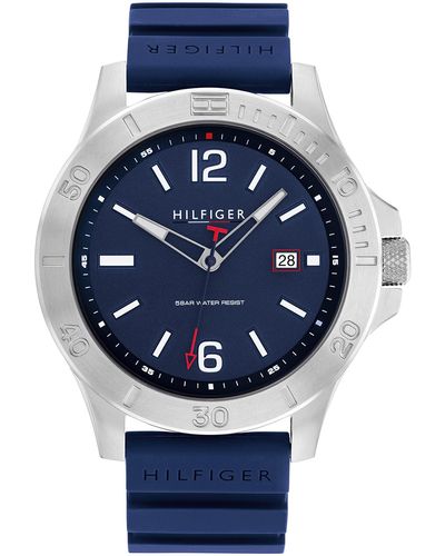 Tommy Hilfiger Analogue Quartz Watch For Men With Blue Silicone Bracelet - 1791991 - Multicolor