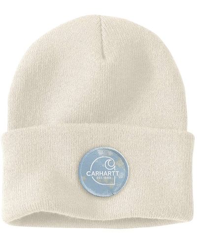 Carhartt Knit Watercolor Camo Patch Beanie - White