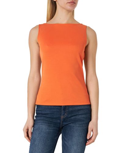 Comma, T-Shirt ärmellos - Orange